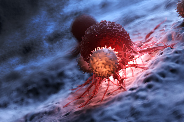 An oncology computer generated image as could be found at a Cancer research 2026 meeting such as AACR