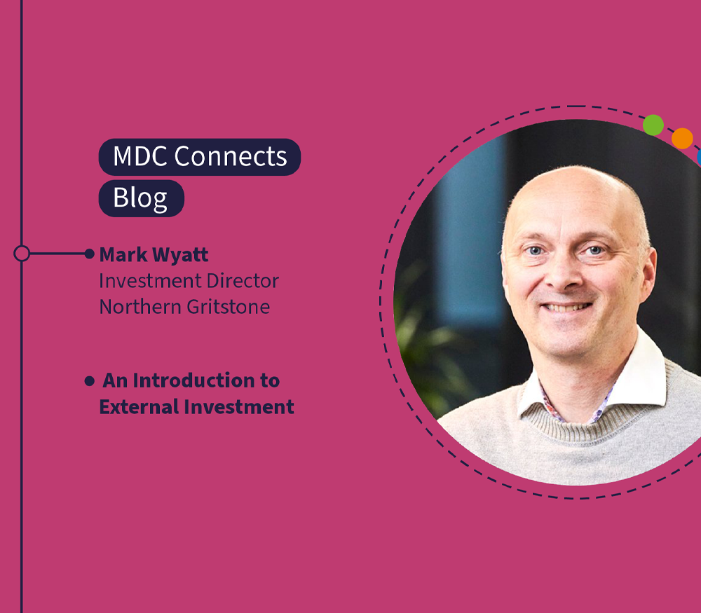 A graphic describing a blog on external investment for drug discovery